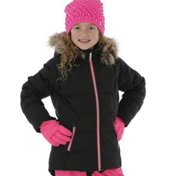 Spyder Girls Zadie Synthetic Down Jacket in Black Cerise (Black and Pink)